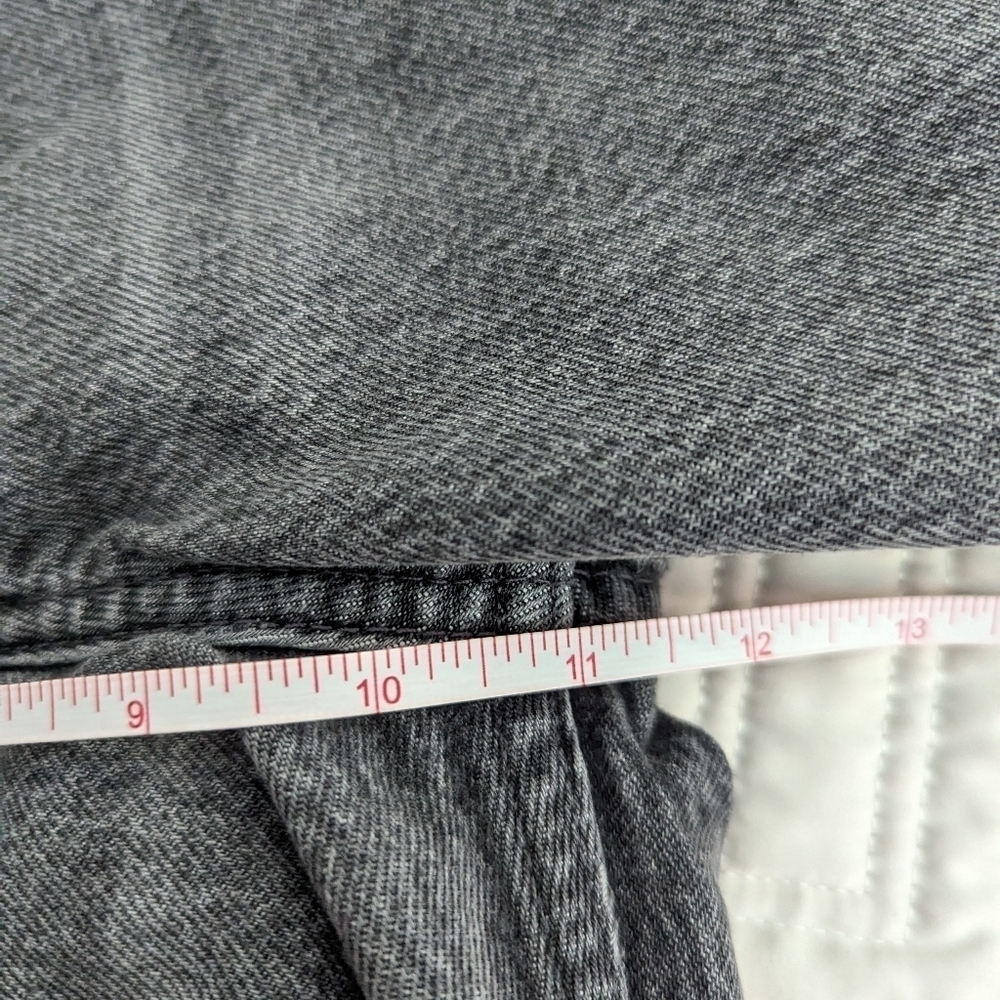 ZARA Dark Grey Boyfriend Fit Raw Hems High Rise Casual Button Fly Jeans Size 24 - Picture 9 of 12